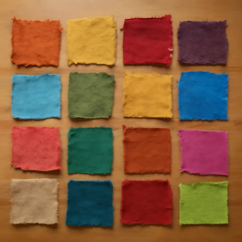 Selection of colorful recycled fabric scraps for home crafts