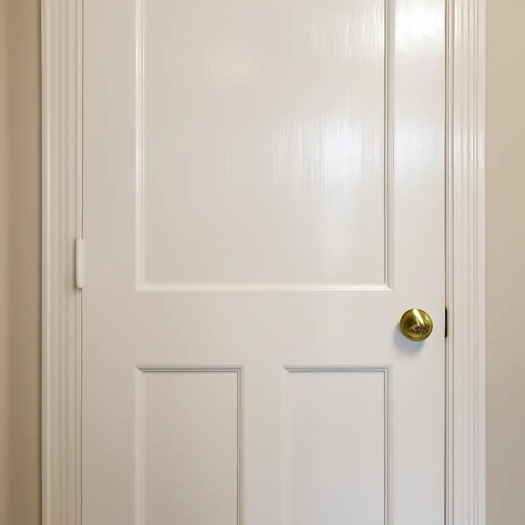 Well-prepared painted door Close-up of a freshly painted door showing smooth, professional finish